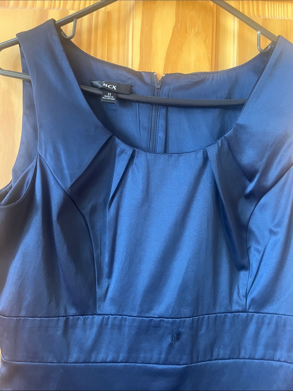 BCX Navy Satin Tiered Sheath Dress - Size 11 - Picture 5 of 11